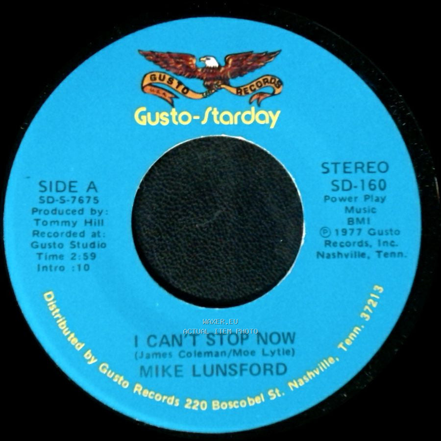 Mike Lunsford - I Can't Stop Now / I Haven't Seen Mama In Years side A