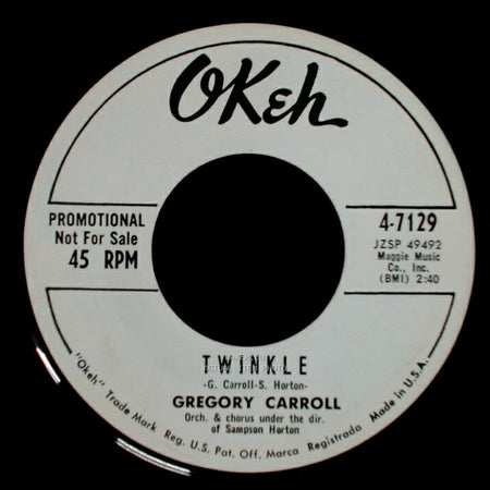 Gregory Carroll - Going Back Home To Tennessee / Twinkle side B