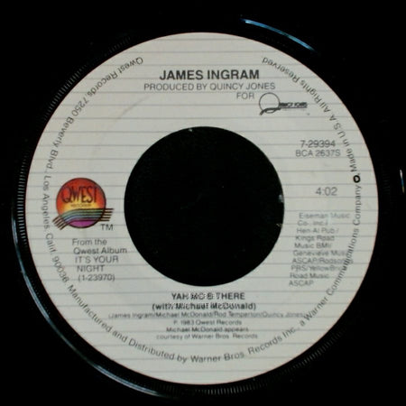 James Ingram - Yah Mo B There (With Michael Mcdonald) / Come A Da Machine (To Take A My Place) side A