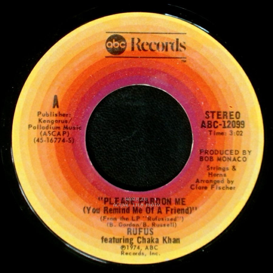 Rufus Featuring Chaka Khan - Somebody's Watching You / Please Pardon Me (You Remind Me Of A Friend) side B