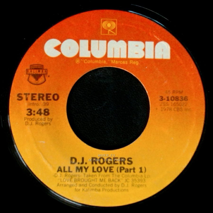 D.J. Rogers - All My Love (Part 2) / All My Love (Part 1) side B