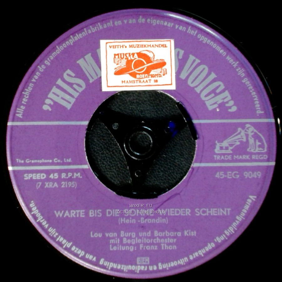 Lou Van Burg Und Barbara Kist - Ich Möchte Dich So Gern Verwöhnen / Warte Bis Die Sonne Wieder Scheint side B