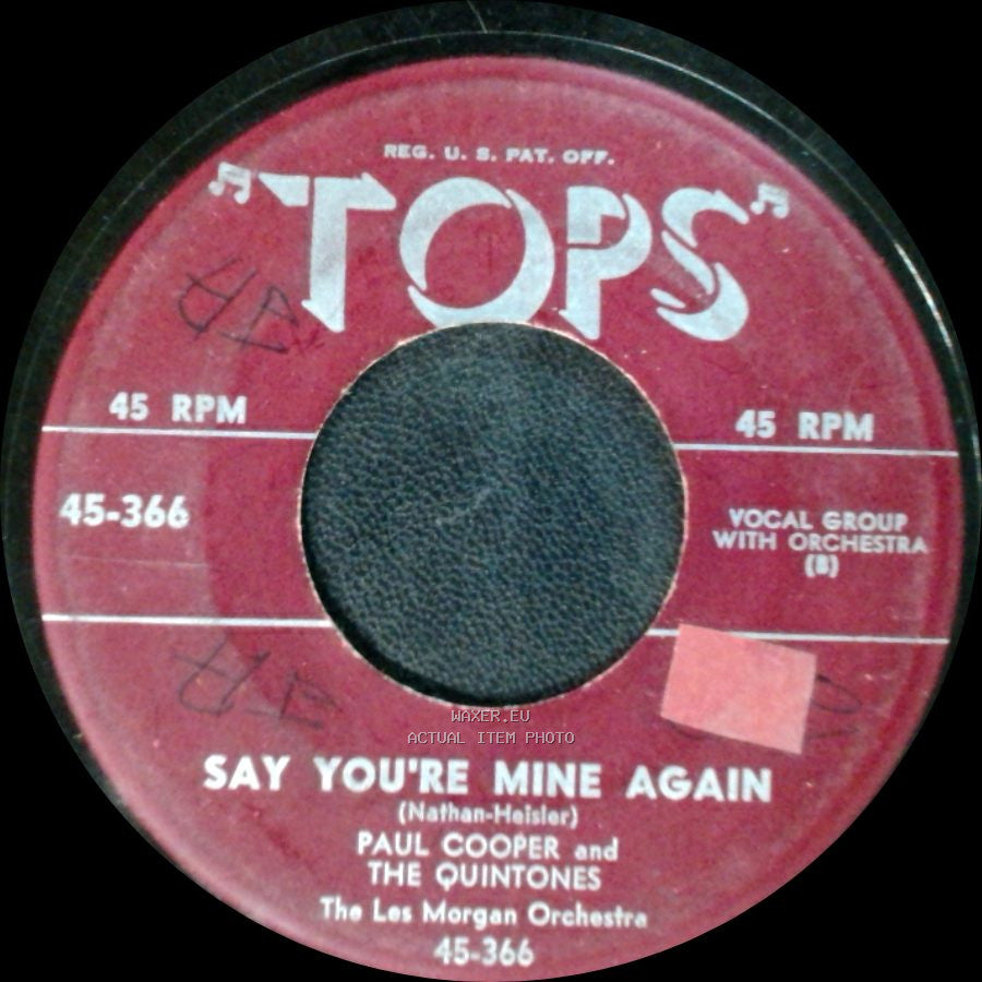 Frank Weber / Paul Cooper And The Quintones - I'm Walking Behind You / Say You're Mine Again side B