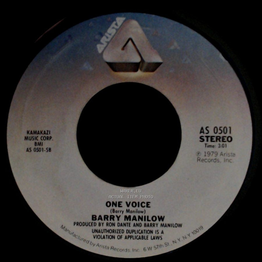 Barry Manilow - One Voice / I Don't Want To Walk Without You side A