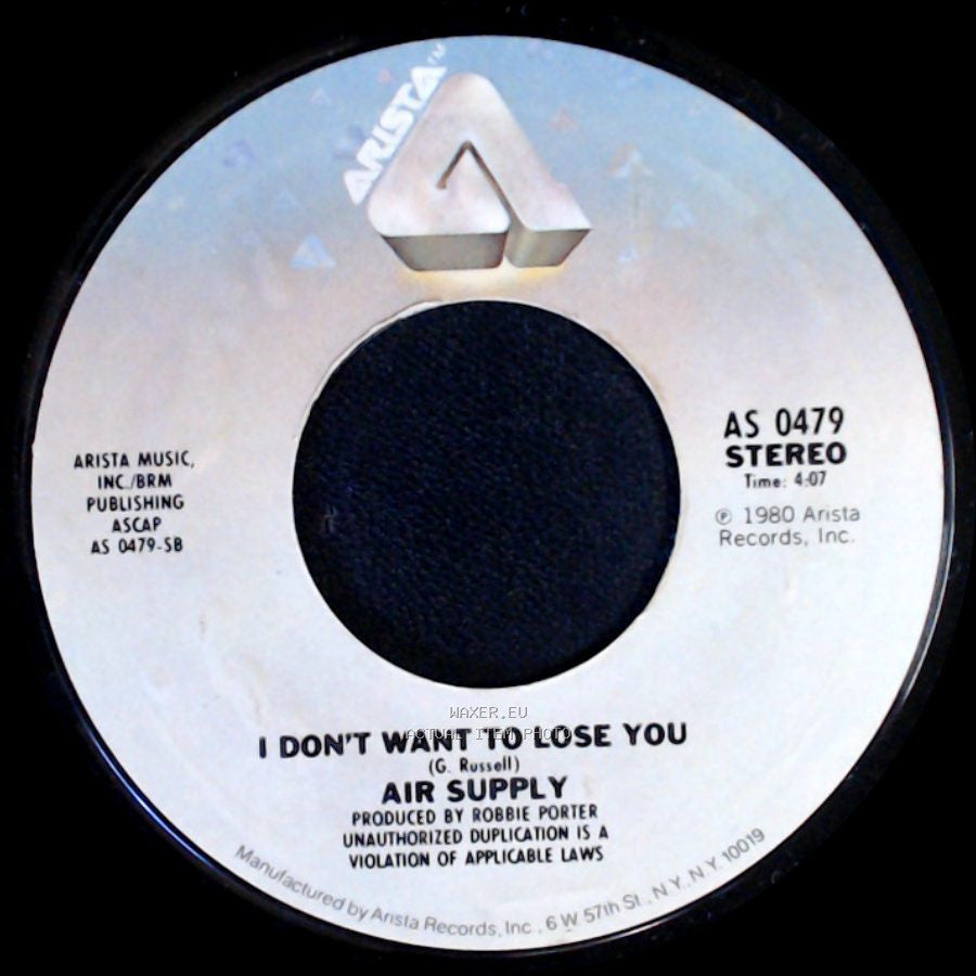Air Supply - Lost In Love / I Don't Want To Lose You side B