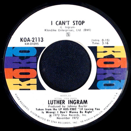 Luther Ingram - I'll Be Your Shelter (In Time Of Storm) / I Can't Stop side B