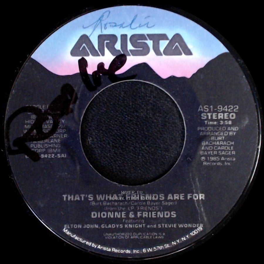 Dionne & Friends / Dionne Warwick - That's What Friends Are For / Two Ships Passing In The Night side A