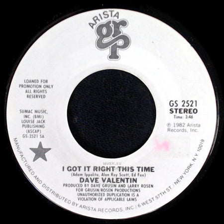 Dave Valentin - I Got It Right This Time / I Got It Right This Time side A