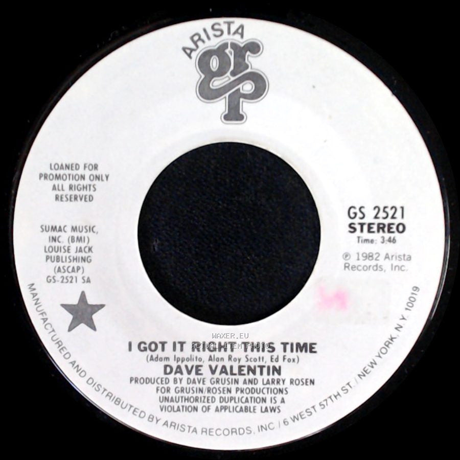 Dave Valentin - I Got It Right This Time / I Got It Right This Time side A