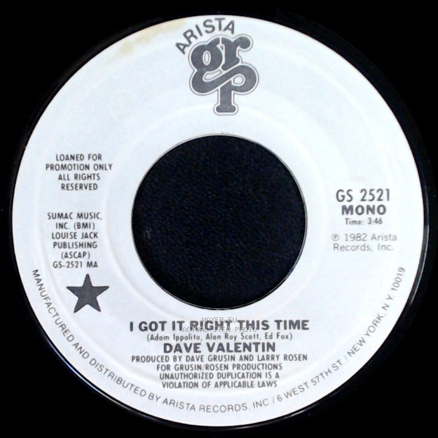 Dave Valentin - I Got It Right This Time / I Got It Right This Time side B