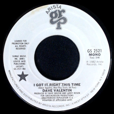 Dave Valentin - I Got It Right This Time / I Got It Right This Time side B
