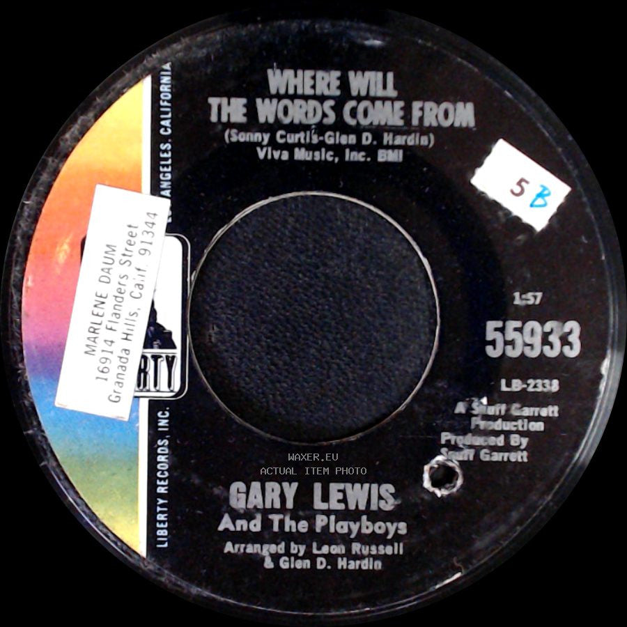 Gary Lewis And The Playboys - Where Will The Words Come From / May The Best Man Win side A