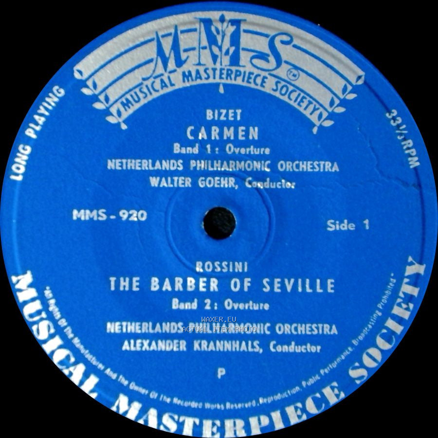 Netherlands Philharmonic Orchestra / Netherlands Philharmonic Orchestra; Walter Goehr, Conductor - Bizet: Carmen / Rossini: The Barber Of Seville / La Traviata; The Marriage Of Figaro side A