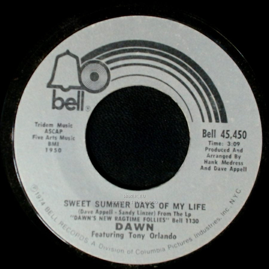 Dawn Featuring Tony Orlando - It Only Hurts When I Try To Smile / Sweet Summer Days Of My Life side B