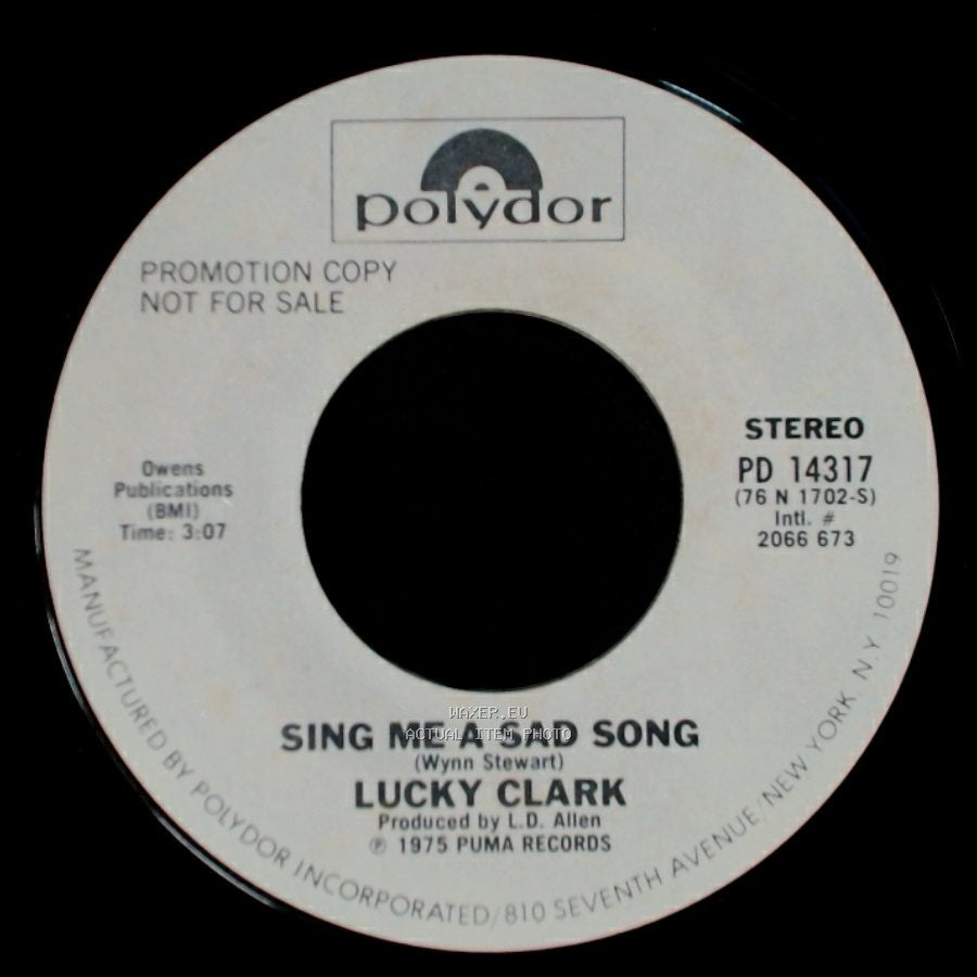 Lucky Clark - Sing Me A Sad Song / Sing Me A Sad Song side B