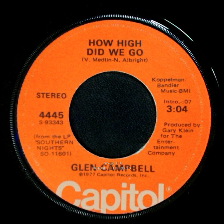 Glen Campbell - Sunflower / How High Did We Go side B