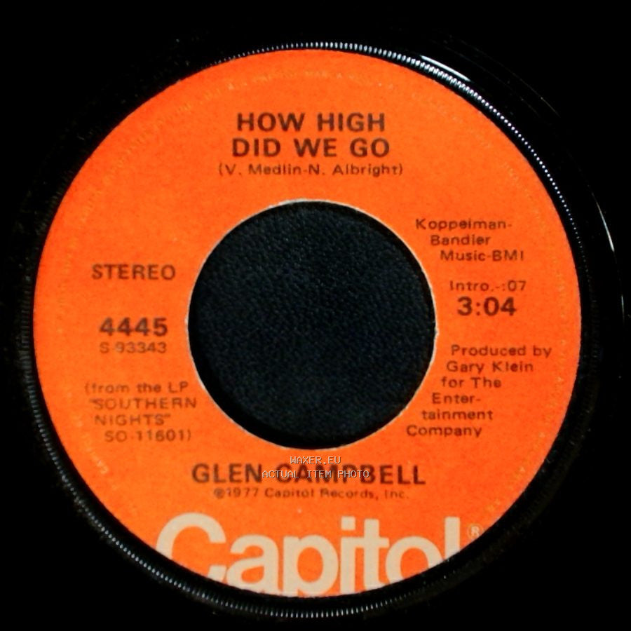 Glen Campbell - Sunflower / How High Did We Go side B
