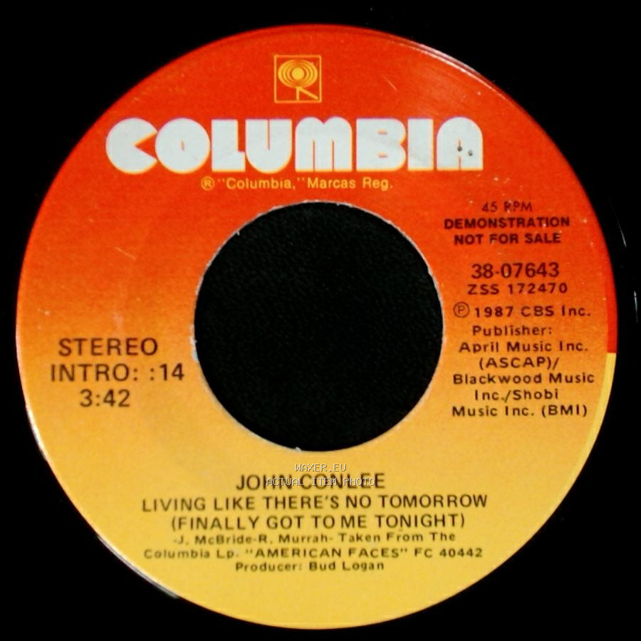 John Conlee - Living Like There's No Tomorrow (Finally Got To Me Tonight) / Living Like There's No Tomorrow (Finally Got To Me Tonight) side A