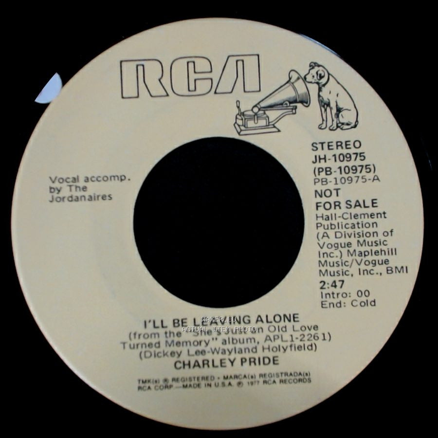 Charley Pride - I'll Be Leaving Alone / I'll Be Leaving Alone side B