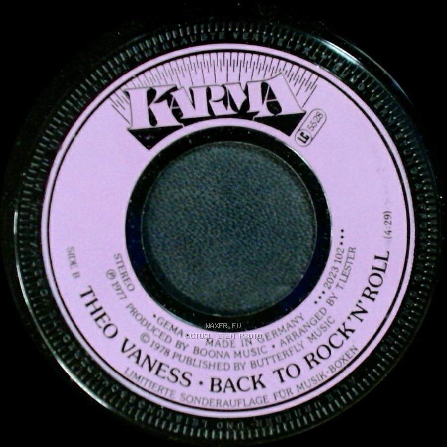 Theo Vaness - Back To Music / Back To Rock ’N’ Roll side B