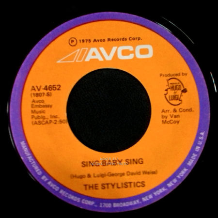 The Stylistics - Sing Baby Sing / Thank You Baby side A