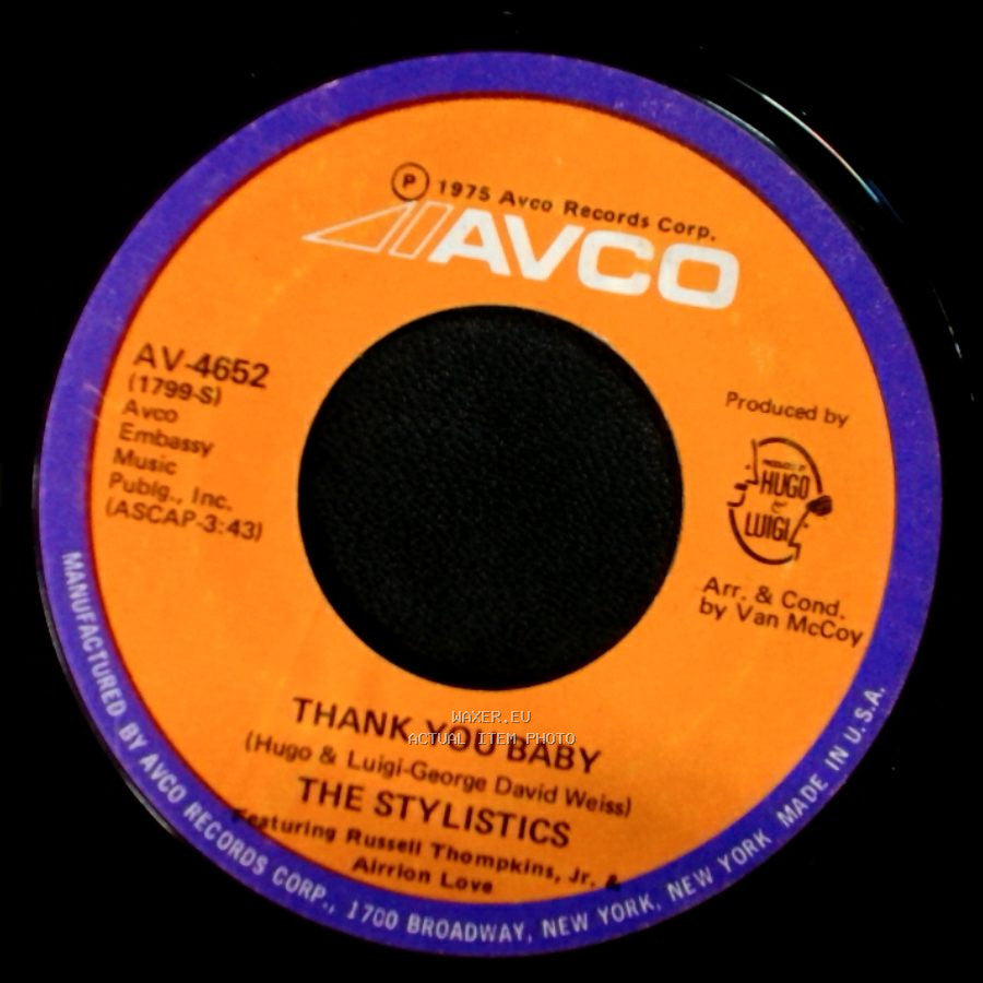 The Stylistics - Sing Baby Sing / Thank You Baby side B