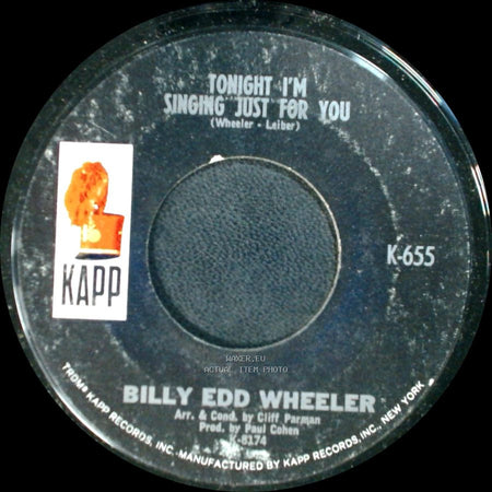 Billy Edd Wheeler - Burning Bridges / Tonight I'm Singing Just For You side B