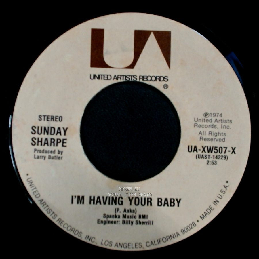 Sunday Sharpe - I'm Having Your Baby / It's A Beautiful Night For Love side A