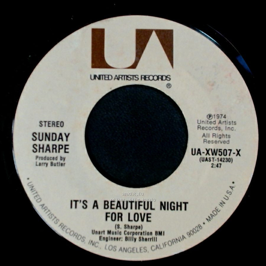 Sunday Sharpe - I'm Having Your Baby / It's A Beautiful Night For Love side B