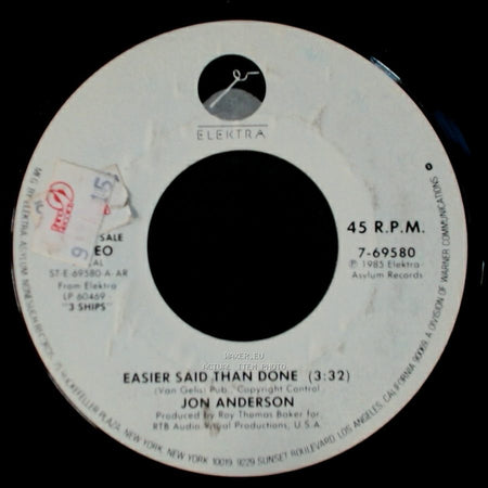Jon Anderson - Easier Said Than Done / Easier Said Than Done side A