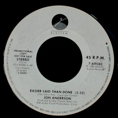 Jon Anderson - Easier Said Than Done / Easier Said Than Done side B