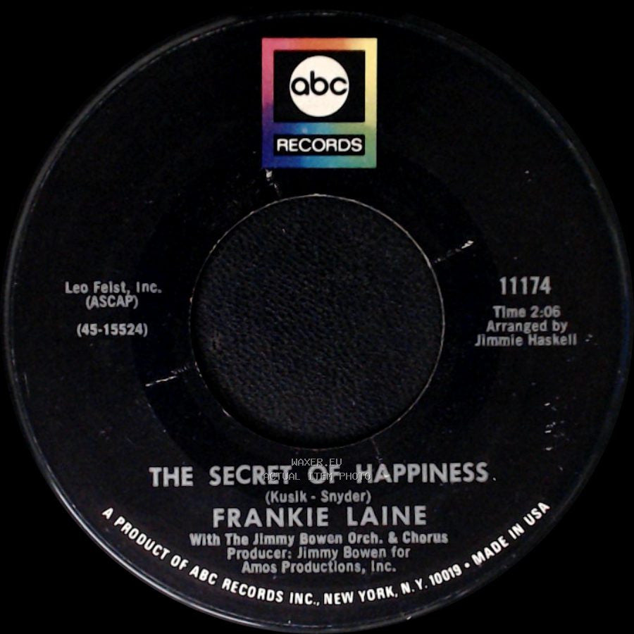 Frankie Laine - You Gave Me A Mountain / The Secret Of Happiness side B
