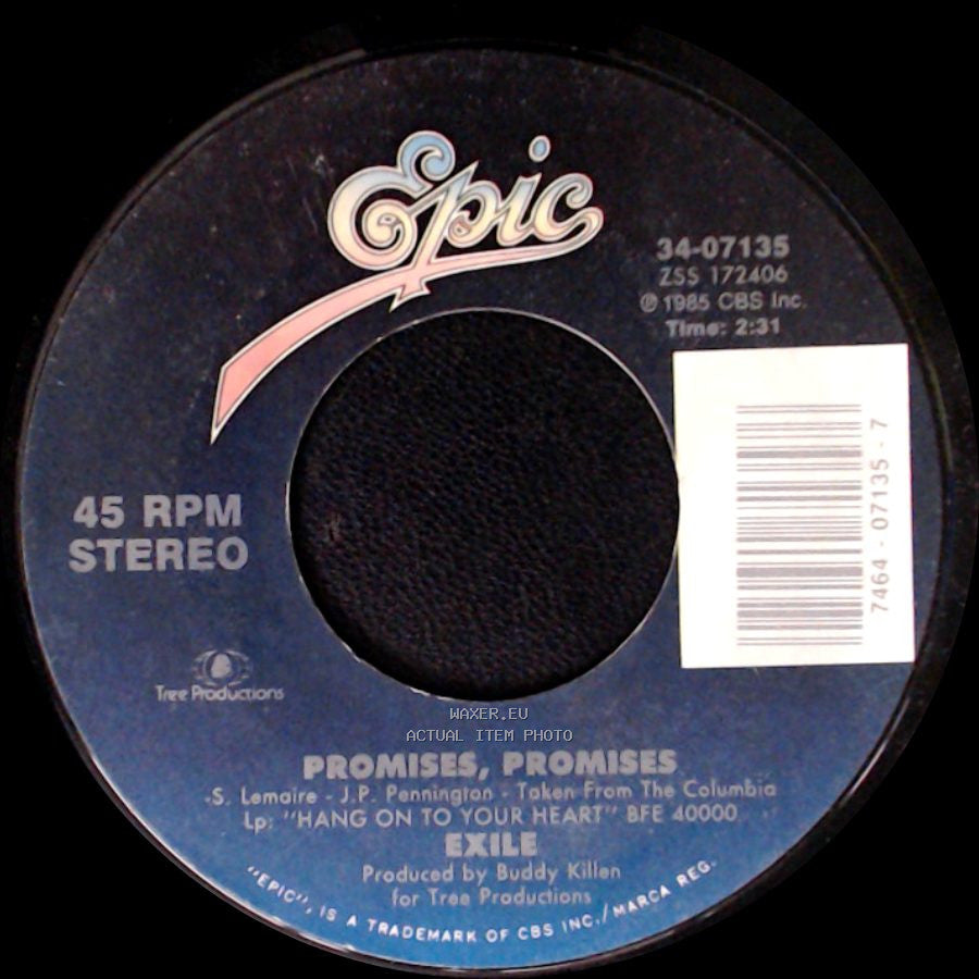 Exile - She's Too Good To Be True / Promises, Promises side B