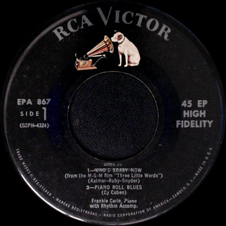 Frankie Carle - 1 - Who's Sorry Now (From The M-G-M Film "Three Little Words"), 2 - Piano Roll Blues / The Prisoner's Song / Nobody's Sweetheart side A
