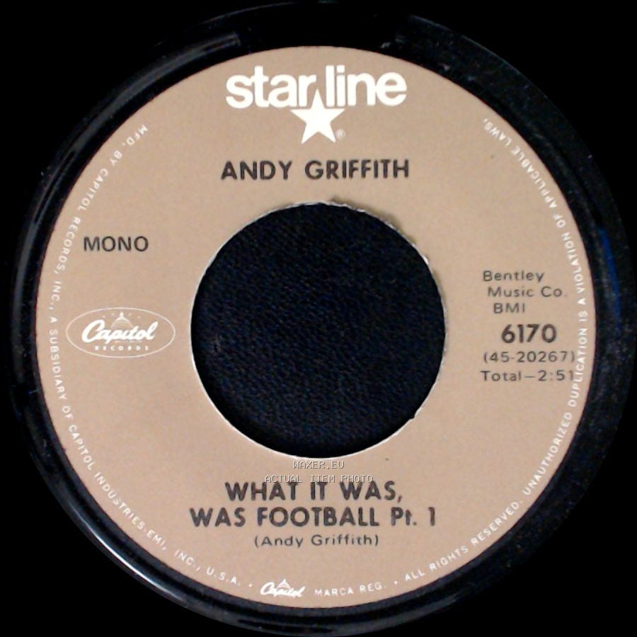 Andy Griffith - What It Was, Was Football Pt. 2 / What It Was, Was Football Pt. 1 side B