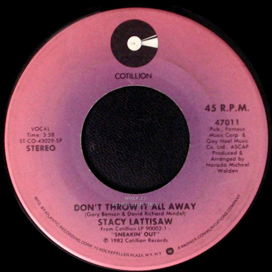 Stacy Lattisaw - Down For You / Don't Throw It All Away side B