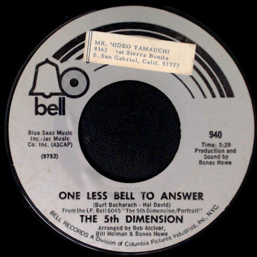 The 5Th Dimension - Feelin' Alright? / One Less Bell To Answer side B