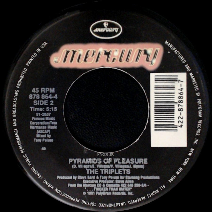 The Triplets - You Don't Have To Go Home Tonight / Pyramids Of Pleasure side B