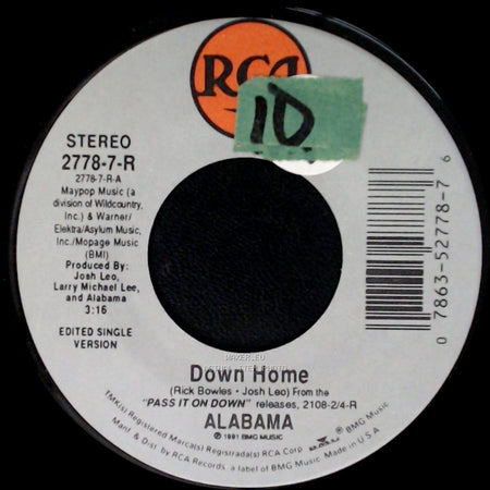 Alabama - Down Home / Goodbye (Kelly's Song) side A