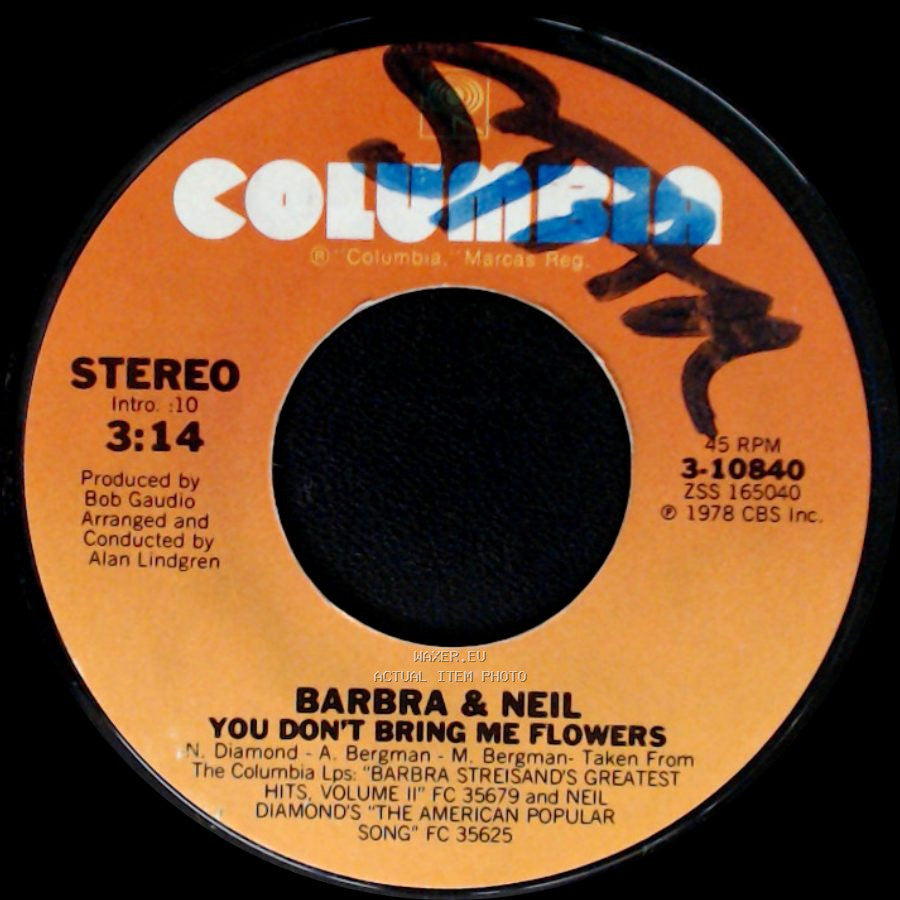 Barbra & Neil / Alan Lindgren - You Don't Bring Me Flowers / You Don't Bring Me Flowers side A