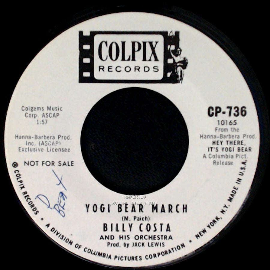 Billy Costa And His Orchestra - Yogi Bear March / Whistle Your Way Back Home side A