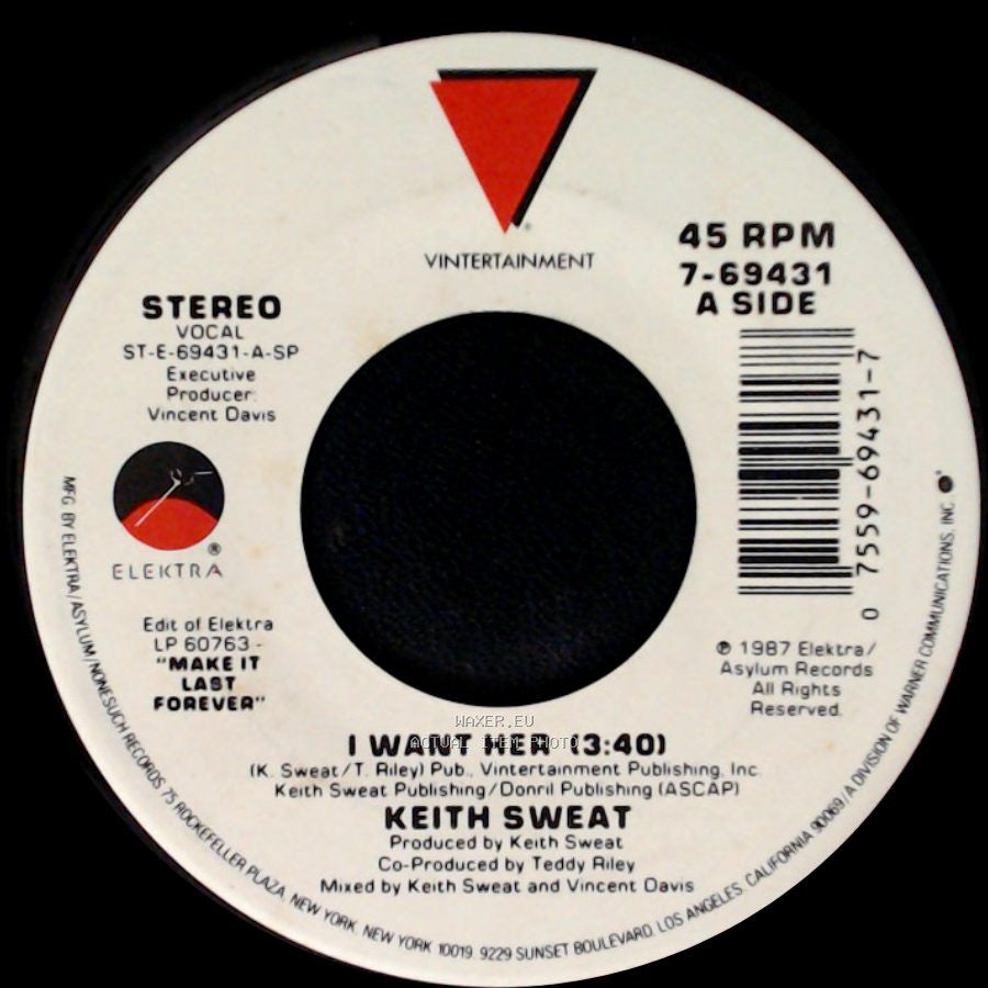 Keith Sweat - I Want Her (3:40) / I Want Her (Part 2) side A
