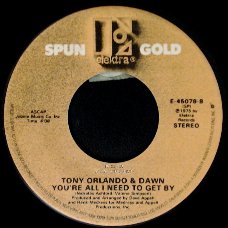 Tony Orlando & Dawn - He Don't Love You (Like I Love You) / You're All I Need To Get By side B