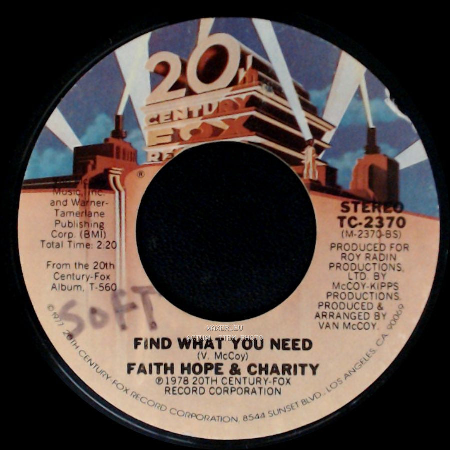 Faith Hope & Charity - Don't Pity Me / Find What You Need side B