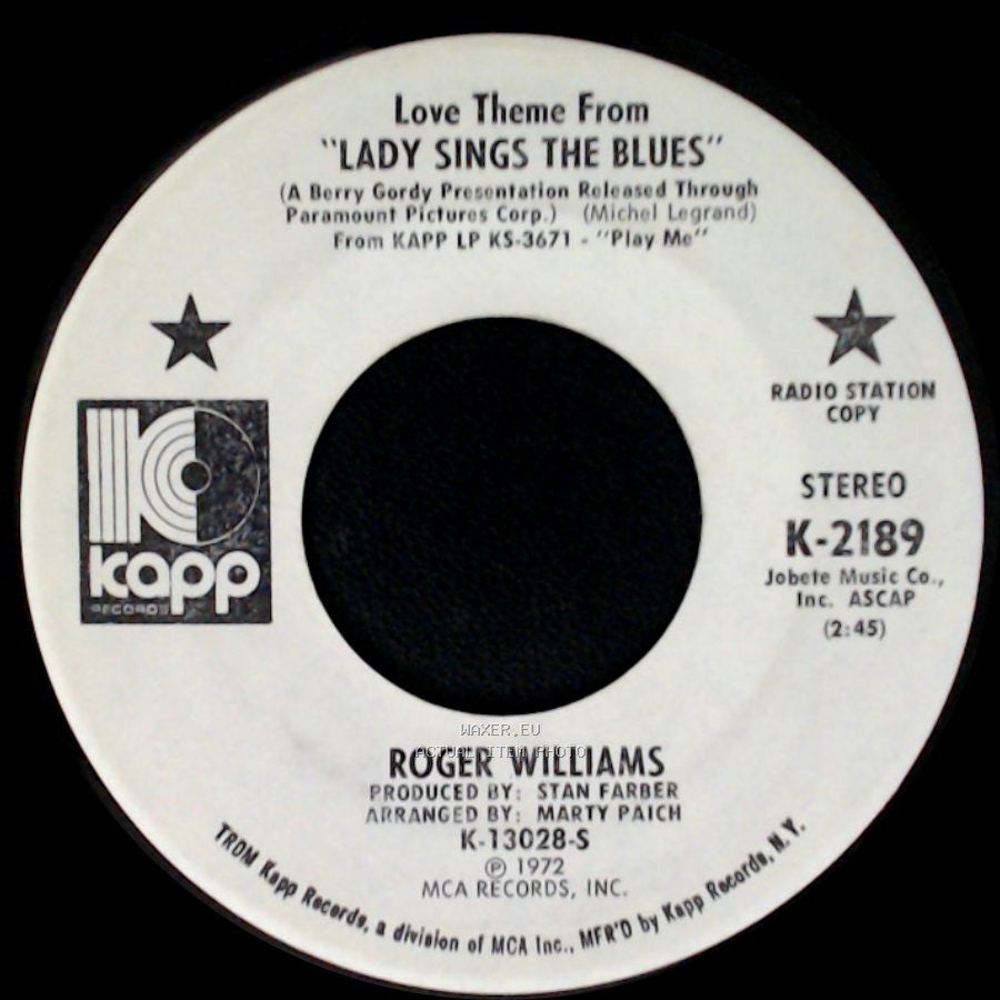 Roger Williams - Love Theme From "Lady Sings The Blues" / Love Theme From "Lady Sings The Blues" side B