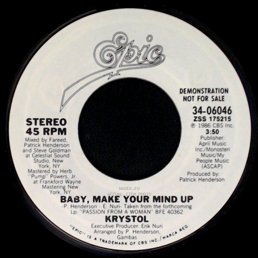 Krystol - Baby, Make Your Mind Up / Passion From A Woman (Edited) side A