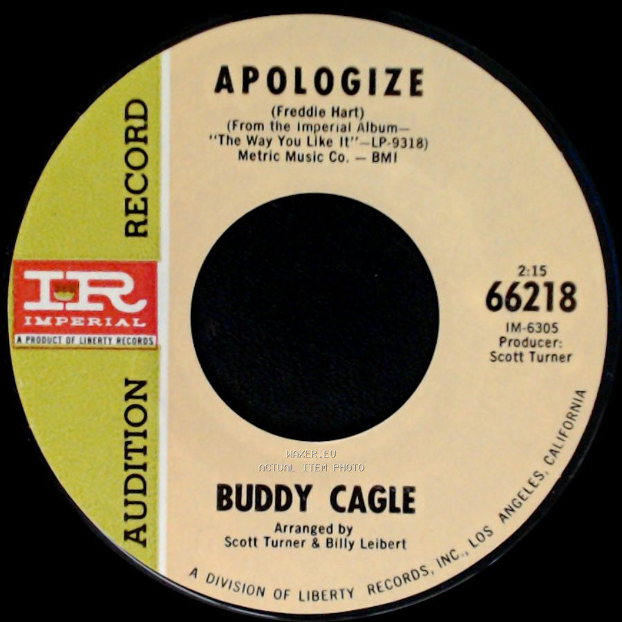 Buddy Cagle - Help's On The Way / Apologize side B