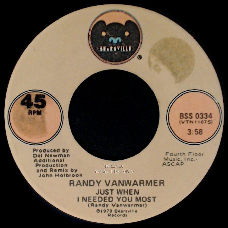 Randy Vanwarmer - Your Light / Just When I Needed You Most side B