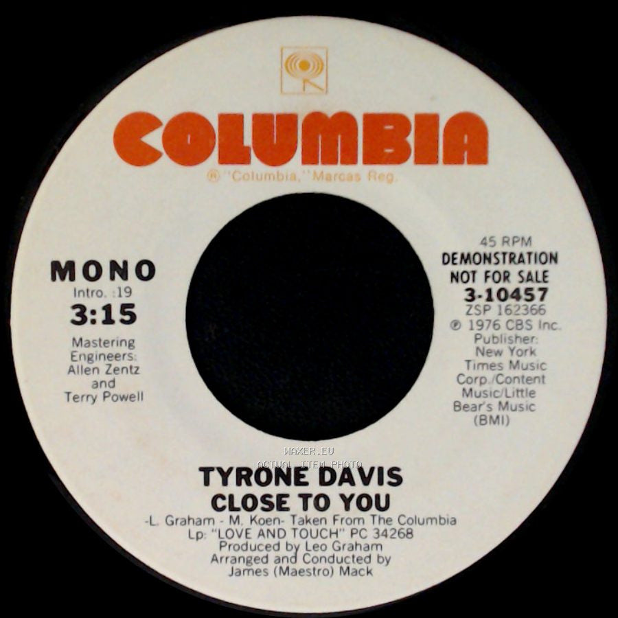 Tyrone Davis - Close To You / Close To You side A