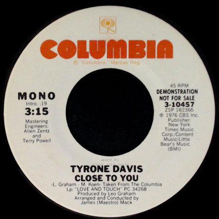 Tyrone Davis - Close To You / Close To You side A